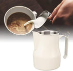 Metal Milk Frother Cup with Scale, 304 Stainless Steel Milk Frothing Pitcher, Latte Cup for Home Office Cafe Hotel (Matte White 550ml) - Image 3