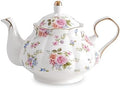 Agyiuns Flower Ceramic Teapot,22oz Porcelain Tea pot for Tea Coffee Milk for Office Home Men Women as Gift(White and small flowers) by Agyiuns