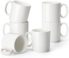 vancasso Porcelain Coffee Mugs Set of 6, 16 oz Coffee Cups for Latte, Cappuccino, Tea & Hot Cocoa, Modern Minimalist Mug Set for Home & Office, Microwave & Dishwasher Safe, White by vancasso