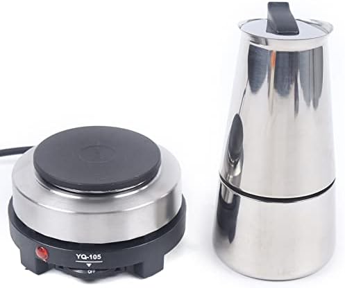 Stovetop Espresso Coffee Maker 6 Cups 300ml Italian Coffee Maker Stainless Steel Moka Coffee Pot 7.68 * 4.92 * 3.74inch with Electric Stove by Unknown