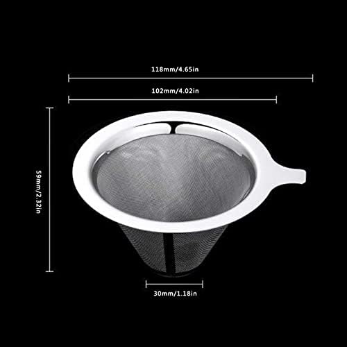 Coffee Filters Reusable Double Layer Coffee Filter Stainless Steel Cone Baskets Mesh Strainer Pour Over Dripper Tools - Image 2