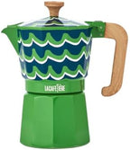 La Cafetière Venice 6 Cup Espresso Maker, 290ml Aluminium Stovetop Coffee Maker with Swirl Design, Gas and Electric Hob Moka Pot with Wooden Handle, Cyan Tides by La+Cafeti%C3%A8re