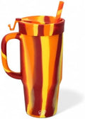 Silipint 32oz Silicone Tumbler with Handle, Flip Lid and Straw – BPA-Free, Non-Toxic, Unbreakable, Microwave, Dishwasher Safe Tumbler – Perfect for Tea, Smoothies Flame, Tie-Dyed - Opaque by Silipint