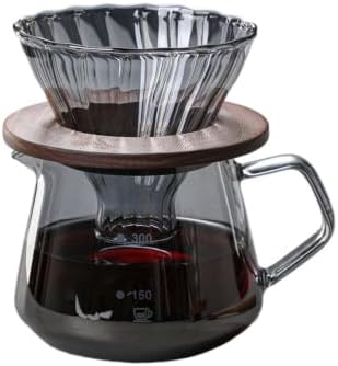 Pour Over Coffee Maker Set, High Borosilicate Glass Coffee Carafe With Filter Cup, Hand Drip Coffee Brewing Pot Server For Home Office Use(Gray,Small) by Unknown