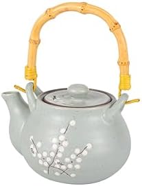 Japanese Plum Blossom Design Tea Set 27 fl oz Teapot with 4 Cups Serving Home Decor Asian Fusion Housewarming Decor (Blue) - Image 2
