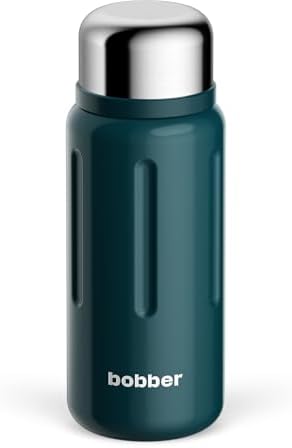 BOBBER 34 oz Vacuum Insulated Stainless Steel Water Bottle with Cup Lid – Dishwasher Safe – Keeps Drinks Hot for 40 Hours – Double Walled Coffee Thermo for Hot Drinks (Deep Teal) by Bobber