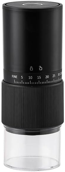 Portable Electric Coffee Grinder – 35 levels of thickness adjustment, ceramic core press, travel, camping, home and office use, USB rechargeable 1600MHz large capacity battery (Black) by Unknown