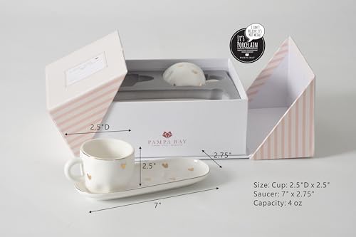 Pampa Bay Heart To Heart Set of 2 Espresso Cups & Saucers - Image 3