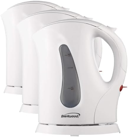 Brentwood Cordless Electric Kettle BPA Free, 1 Liter, White (Pack of 3) by BrentwoodAppliances