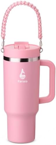 Farsea 40oz Insulated Stainless Steel Travel Tumbler with Handle & Straw by Farsea