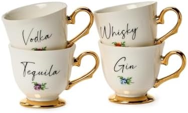 Two's Company Teacup Shot Glasses in Gift Box, Porcelain, Set of 4 - Image 3