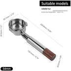 Openwork Bottomless Portafilter, Compatible For IKAPE,Stainless Steel And Walnut Espresso Handle,54 / 58mm Extraction Precision Basket(54mm Silver) - Image 2