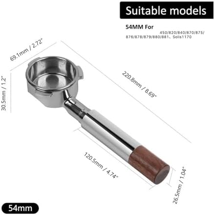 Openwork Bottomless Portafilter, Compatible For IKAPE,Stainless Steel And Walnut Espresso Handle,54 / 58mm Extraction Precision Basket(54mm Silver) - Image 2
