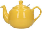 London Pottery Farmhouse 4 Cup Ceramic Teapot with Removable Infuser and Lid, Large Tea Pot with Stainless Steel Fine Mesh Strainer, 40.6 OZ / 1200ml Tea Pot for Loose Tea or Bags (Yellow) by LondonPottery