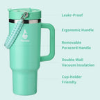 Farsea 40oz Insulated Stainless Steel Travel Tumbler with Handle & Straw - Image 3