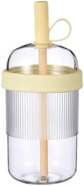 Reusable High-Clarity Copolyester Tumbler with Straw and Cap, 18oz Portable Coffee Mug with Ribbed Grip, Travel Cup for Office and Car - 540ml Multiple Colors (Cream Ivory) by Unknown