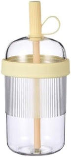 Reusable High-Clarity Copolyester Tumbler with Straw and Cap, 18oz Portable Coffee Mug with Ribbed Grip, Travel Cup for Office and Car - 540ml Multiple Colors (Cream Ivory) by Unknown