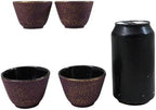Ebros Gift Pack Of 4 Japanese Traditional Tetsubin Style Textured Surface Cast Iron Tea Cups Teacups Drinkware Tea Service Far East Decorative Accent (Burgundy Red With Gold) - Image 5