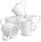 Sweese 21 Oz Large Mug Set, Porcelain Stackable Mugs Sets of 6, Coffee Cups with Handle for Coffee, Tea and Mulled Drinks, White by Sweese