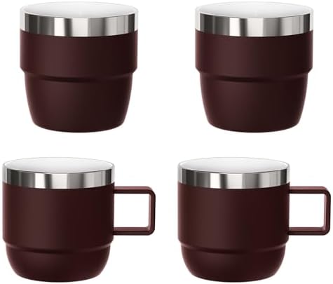 2 Pack 4 oz Espresso Cup with 2 Pack 6 oz Espresso Mug by Cafezi