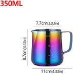 Milk Frother Cup,Coffee Jug,2pcs 350/550ml Espresso Coffee Pull Flower Milk Mugs Cup Stainless Steel Pull Flower Cup Milk Craft Latte Art Jug Pitcher Mug Cup(Colorful,350ml) - Image 2