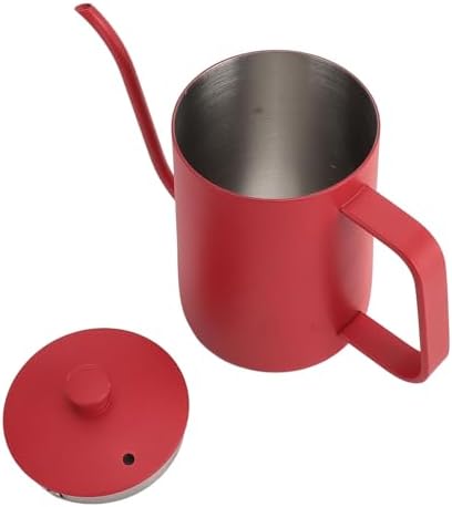 Gooseneck Pour Over Kettle 600ml Stainless Steel Tea Pot with Temperature Gauge Spout for Coffee Red - Image 6