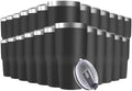 30oz Stainless Steel Travel Mug with Lid, 25 Pack Double Wall Vacuum Insulated Bulk Tumbler, Powder Coated Coffee Cup Suitable for Vehicle Cup Holders (Black) by Deitybless