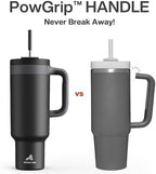 POWCAN 50 oz Tumbler with Handle, 2-in-1 Straw and Sip Lid, Leakproof, Dishwasher Safe, Insulated Stainless Steel Travel Coffee Mug, Keeps Cold for 34 Hours, Fits in Car Cup Holder (Midnight) - Image 3