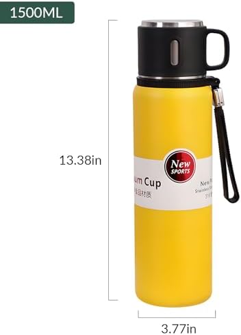 1500ml Double wall vacuum Leakproof stainless steel wide mouth insulated water bottle,tea tumbler with tea strainer infuser basket,cup and lid; travel coffee thermoses hot drinks,cold thermal flask - Image 3