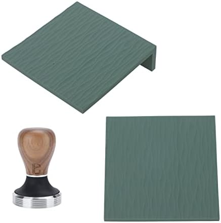 Coffee Tamper and Mat Silicone Durable Kitchen Set for Home Brewing Experience 58mm Walnut Stainless Steel 2 Pieces (Green) - Image 5