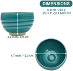 Kyoto Kiyomizu-yaki Earthenware Matcha Bowl - Rokuro Suji – 20.2 fl oz Charming Form, Lead-Free, Gift Box Included - Ideal for Tea and Café au Lait Made in Japan (Turquoise Blue) - Image 2