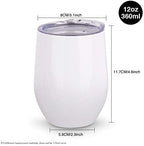 PYD Life 6 Pack Sublimation Blanks Wine Tumblers Cups with Lid White 12 OZ - Image 2