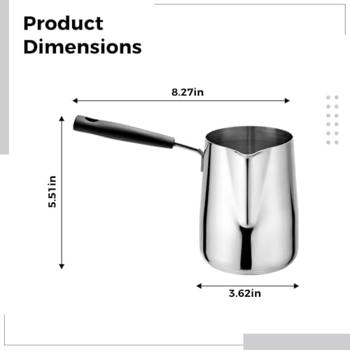 Stainless Steel Frothing Pitcher, 20.3 oz / 600 ml 304 Grade Milk Steaming Pitcher with Heat-Resistant Handle, Non Spill Spout, Milk and Coffee Warmer for Espresso, Latte Art - Image 2