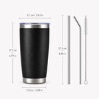 Pandance 20oz Stainless Steel Insulated Tumblers Bulk, Black, 12 Pack - Image 3