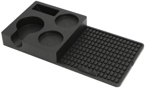 Coffee Tamper Base Made Of Food Grade Silicone Material Featuring Raised Organizer Section Textured Pad Multiple Molded Recesses Circular, Black by Unknown