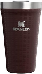 STANLEY Everyday Tumbler | Press Fit Drink Through Lid | Beverage, Coffee, and Cocktail Cup | Insulated Stainless Steel Wine Glass | BPA-Free | Mahogany Grid, 16 Ounces (Pack of 6) by Unknown