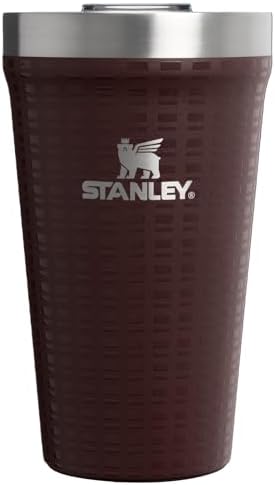 STANLEY Everyday Tumbler | Press Fit Drink Through Lid | Beverage, Coffee, and Cocktail Cup | Insulated Stainless Steel Wine Glass | BPA-Free | Mahogany Grid, 16 Ounces (Pack of 6) by Unknown