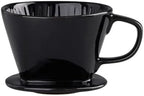 Reusable Over Coffee Maker Ceramic Portable Dripper Flat Bottom Brewing Filter Cone Travel(Black-Large) by Unknown