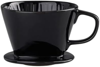 Reusable Over Coffee Maker Ceramic Portable Dripper Flat Bottom Brewing Filter Cone Travel(Black-Large) by Unknown