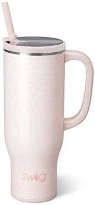 Swig Life 30oz Leakproof To-Go Tumbler with Handle, Saddle Stitch Cream by SwigLife