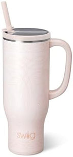 Swig Life 30oz Leakproof To-Go Tumbler with Handle, Saddle Stitch Cream by SwigLife
