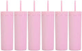 16oz Skinny Tumblers Bulk.Matte Light Pink Tumblers with Lids and Straws.Double Walled Plastic Acrylic Pastel Tumbler Cups for Iced Coffee Smoothie.DIY Slim Tumbler. by Essasea