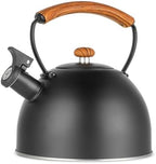 Whistling Stovetop Tea Kettle, 3.2 Quart Stainless Steel Teapot with Cool Touch Ergonomic Handle, Hot Water Fast to Boil, Black by SimpleDeluxe