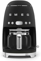 Smeg 50's Retro Style Aesthetic Drip Coffee Machine with 10 Cup Glass Carafe, Auto Start Feature, Keep Warm Plate, and Two Coffee Strength Settings (Matte Black) by Unknown