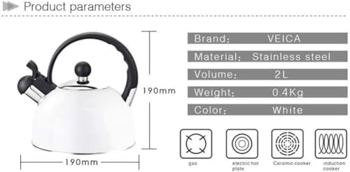 Tea Kettle Stovetop Household Kettle,Whistling Kettle For Induction Hob,Stainless Steel 2L Camping Household Kettle Stove Whistling Water Gas Teapot Cooking Tools Kitchen Stove Top Whistling Tea Kett - Image 4