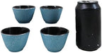 Ebros Gift Pack Of 4 Japanese Traditional Tetsubin Style Textured Surface Cast Iron Tea Cups Teacups Drinkware Tea Service Far East Decorative Accent (Sky Blue) - Image 5