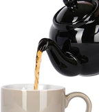 London Pottery Farmhouse 4 Cup Ceramic Teapot with Removable Infuser and Lid, Large Tea Pot with Stainless Steel Fine Mesh Strainer, 40.6 OZ / 1200ml Tea Pot for Loose Tea or Bags (Gloss Black) - Image 2