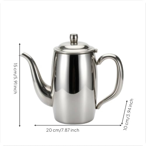 Stainless Steel Pitcher Gooseneck Kettle Water Kettle Coffee Kettle With Long Curved Spout For Pouring And Secure Lid Suitable for home kitchens baristas, 0.6L - Image 2