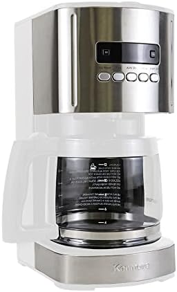 Kenmore drip Coffee Maker - 12 Cup programmable cafe machine with glass pot, regular & bold brew, auto shut off large water reservoir, reusable filter, kitchen appliances for cafeteria barista, White by Koolatron