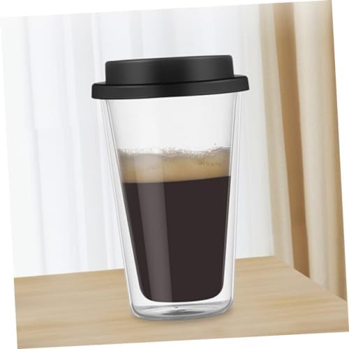 Gatuida Black Glass Coffee Mug with Silicone Lid Double Wall 350ml - Image 4